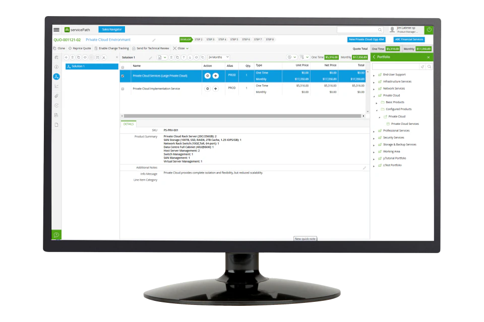 screenshot of servicePath CPQ